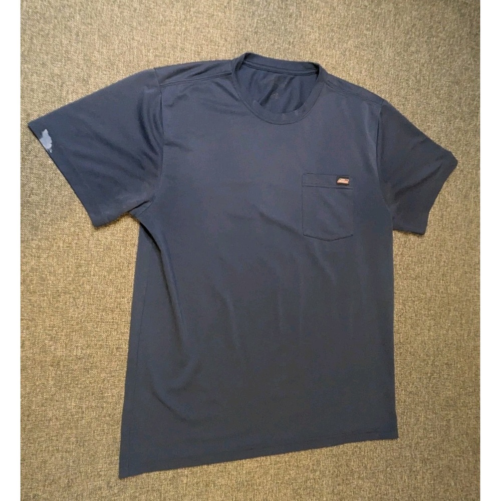 Genuine Dickies Men's Blue Performance Short Sleeve Crewneck Pocket T-Shirt Sz L